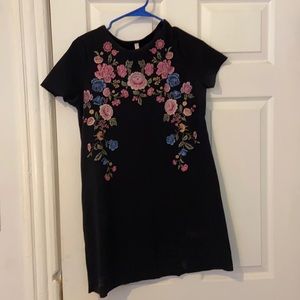 Black dress with flower details on front